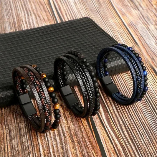 Tiger Eye Leather Wrap Bracelet